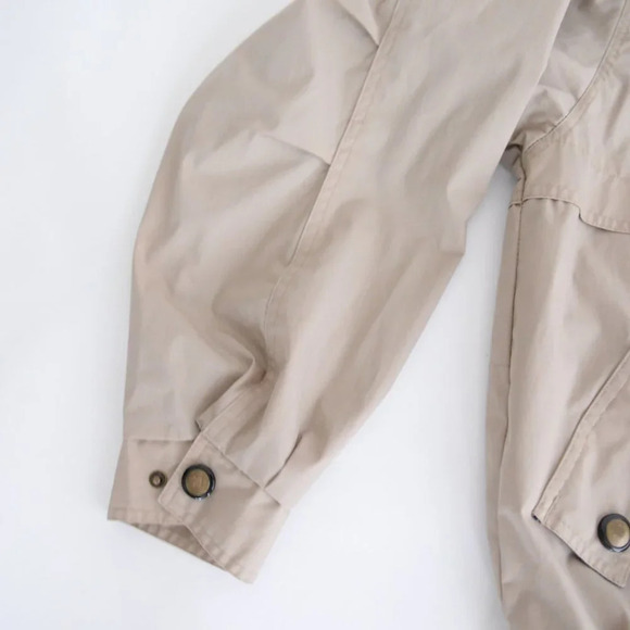 Vintage Munsingwear Tan & Navy Zip Up with Hidden Hood Utility Jacket Size Small - Picture 9 of 11